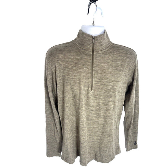 Smartwool Mens 1/4 zip Baselayer Size XL Oatmeal Gray Long Sleeves - Picture 10 of 12